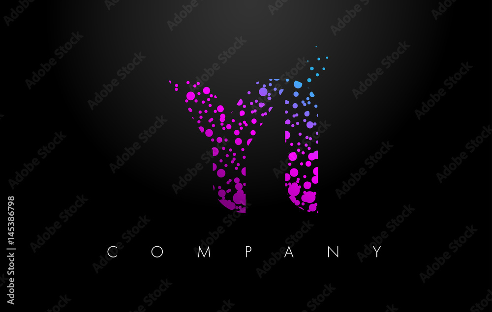 YI Y I Letter Logo with Purple Particles and Bubble Dots YI Y I Letter Logo with Purple Particles and Bubble Dots