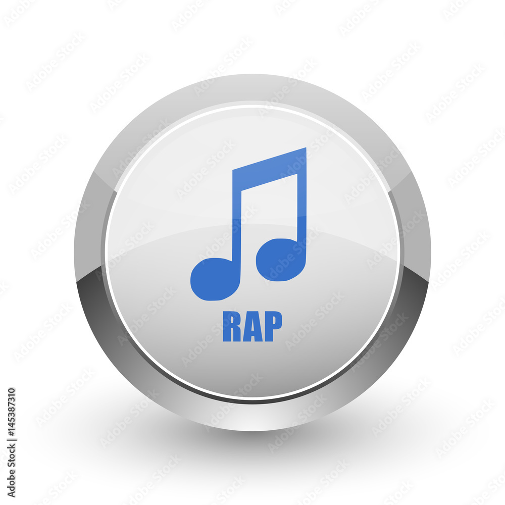 Rap music chrome border web and smartphone apps design round glossy icon. Rap music chrome border web and smartphone apps design round glossy icon.