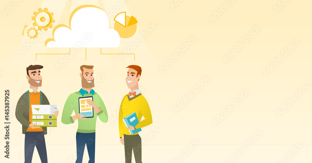 Businessmen and cloud computing technologies.