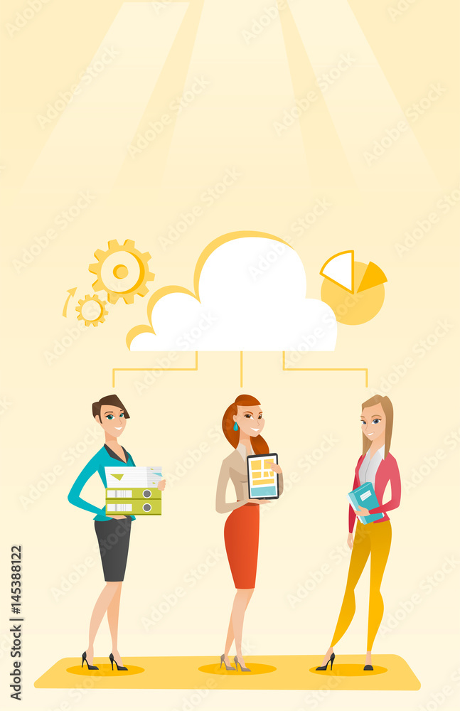 Business women and cloud computing technologies.