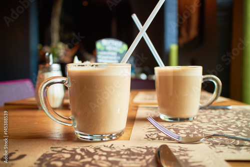 Latte in a cafe
