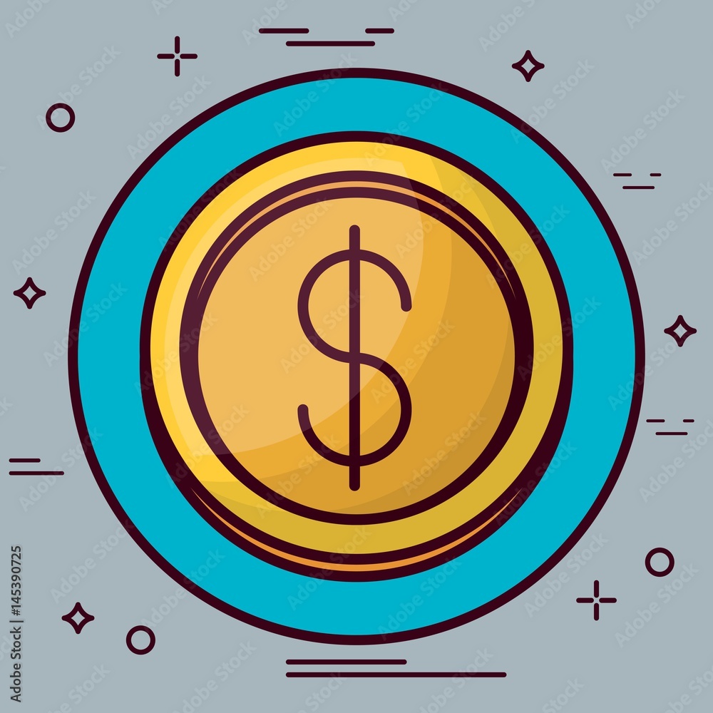 golden coin icon over gray background. colorful design. vector illustration golden coin icon over gray background. colorful design. vector illustration