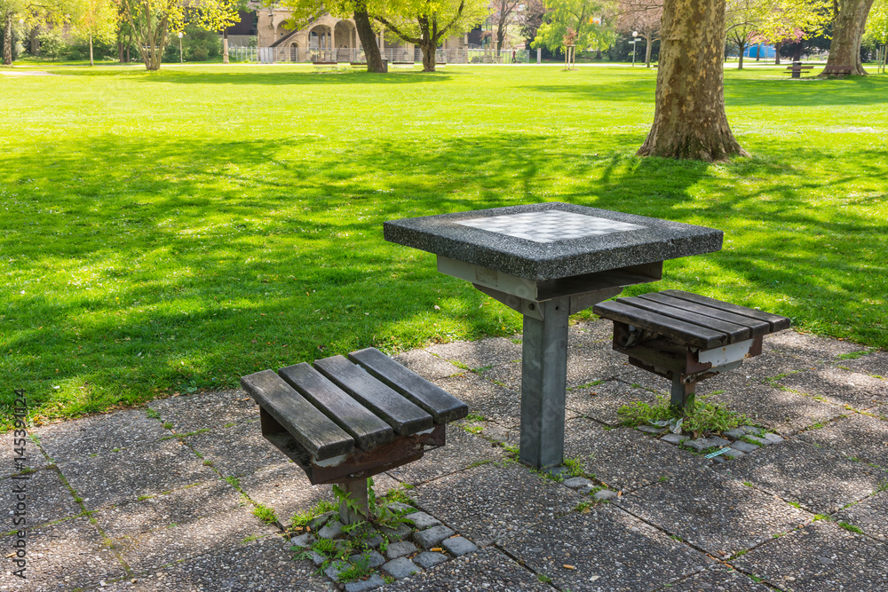 Chessboard Public Park Grass Alone Nobody Beautiful Spring Day