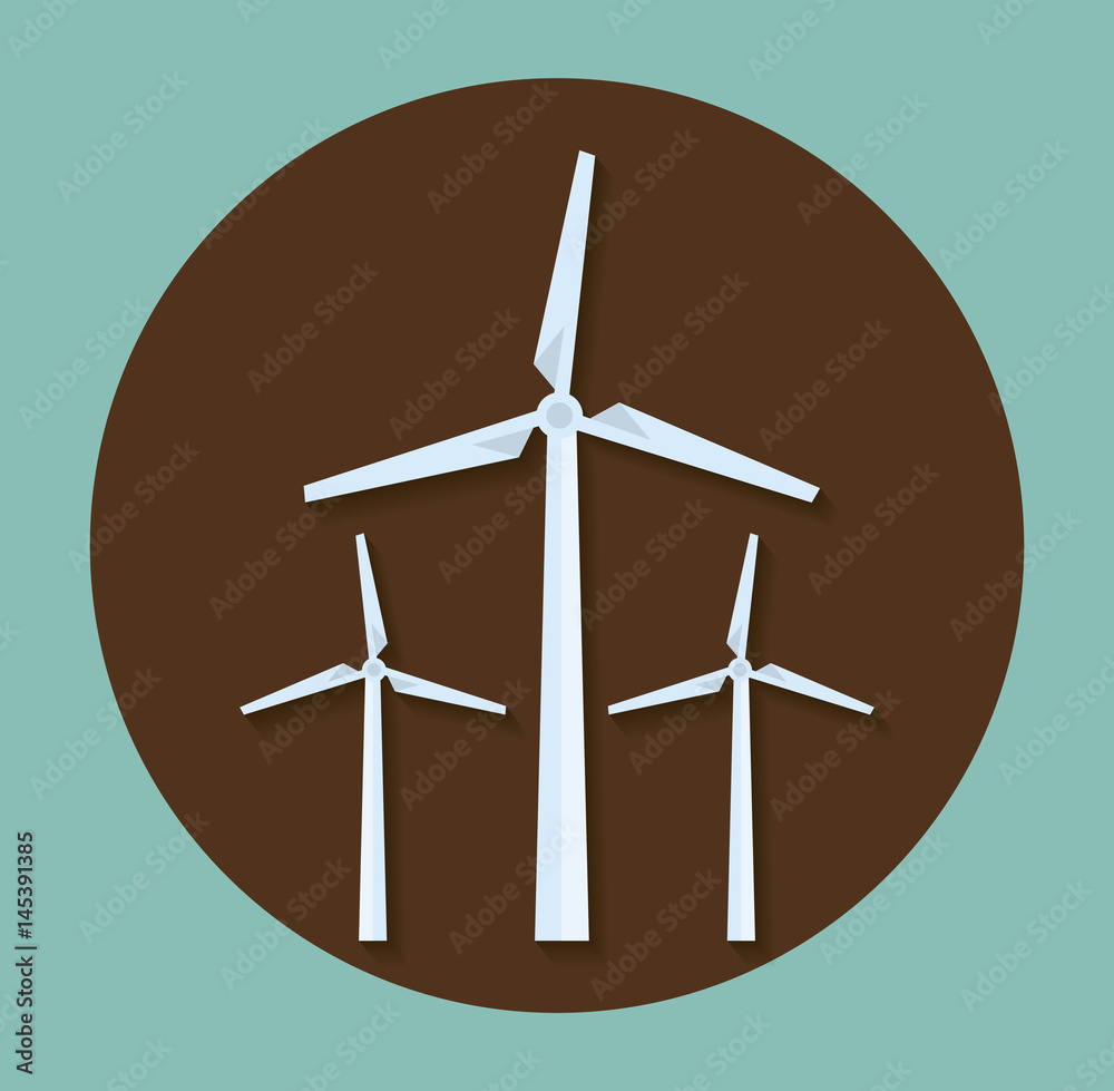 eolic turbines icon over brown circle and blue background. colorful design. vector illustration eolic turbines icon over brown circle and blue background. colorful design. vector illustration