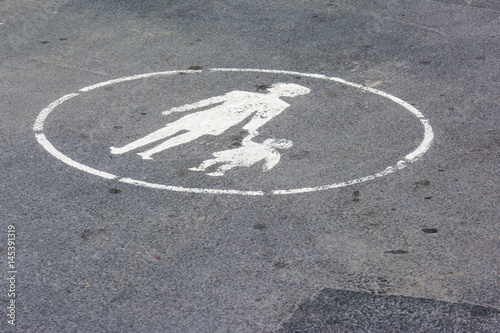 Pedestrian Crossing Walking Path Mark Sign Asphalt White Painted © hunterbliss