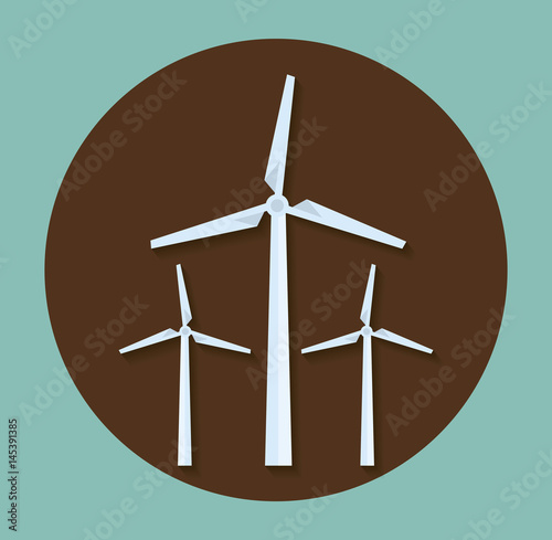eolic turbines icon over brown circle and blue  background. colorful design. vector illustration