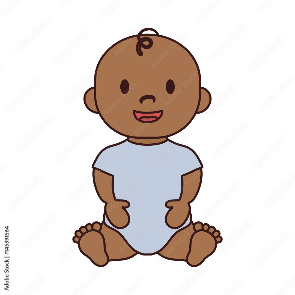 cute happy baby boy, cartoon icon over white background. colorful design. vector illustration