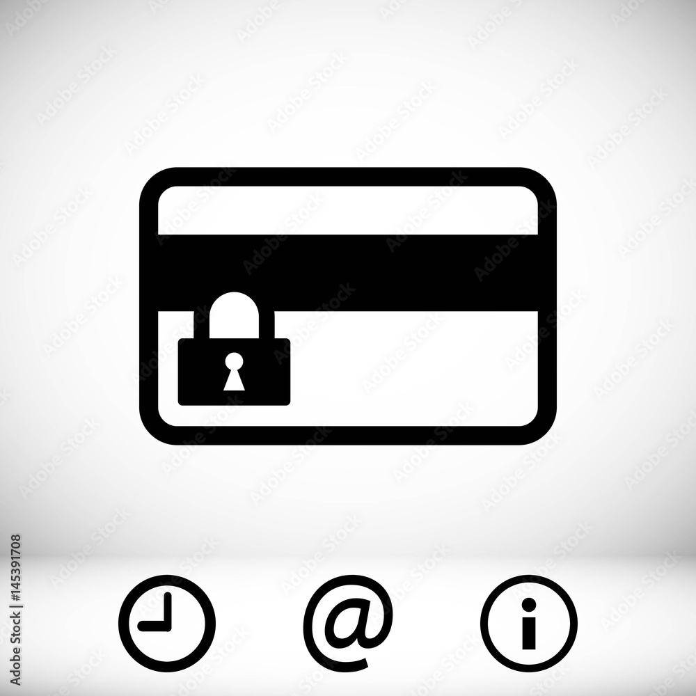 card credit lock icon stock vector illustration flat design card credit lock icon stock vector illustration flat design