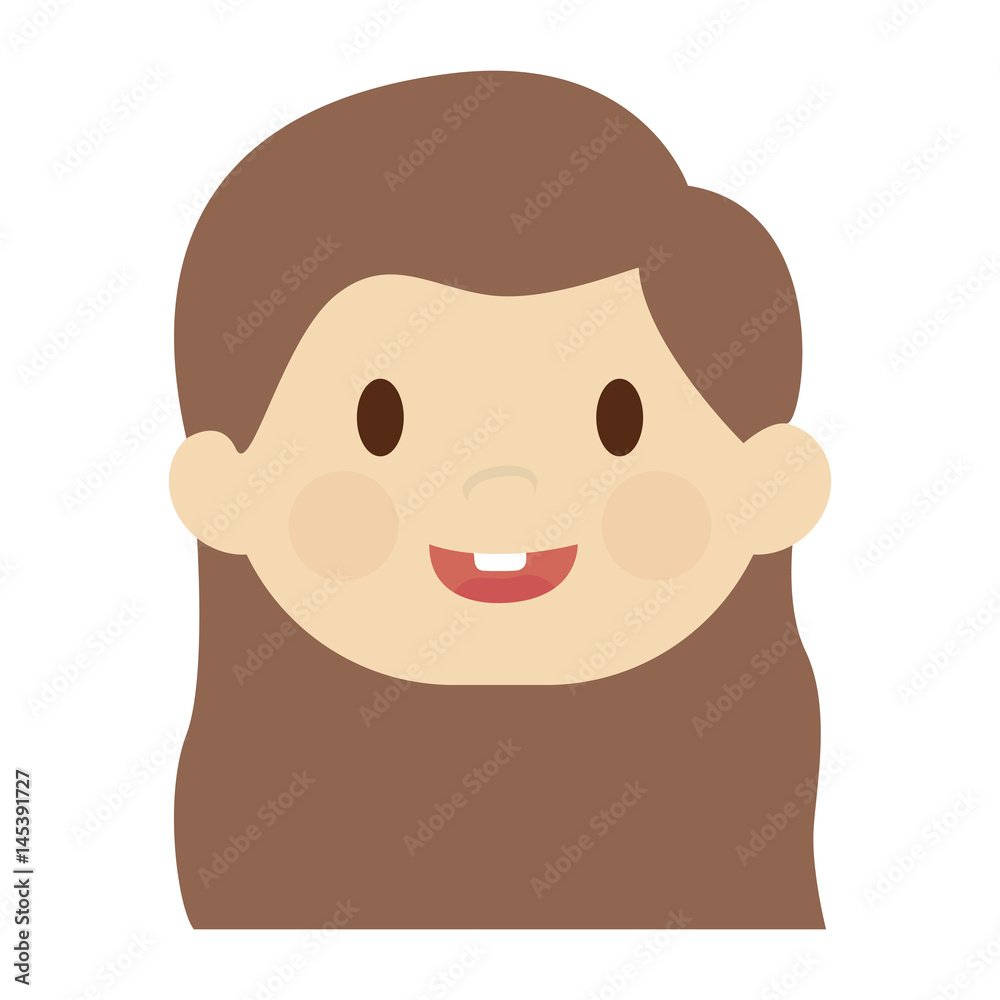 cute happy girl face, cartoon icon over white background. colorful design. vector illustration cute happy girl face, cartoon icon over white background. colorful design. vector illustration