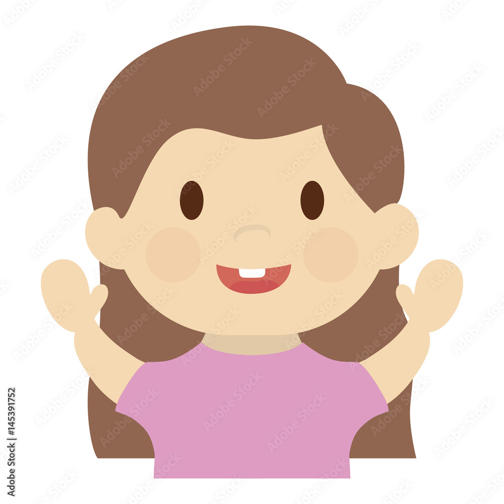 cute girl cartoon icon over white background. colorful design. vector illustration