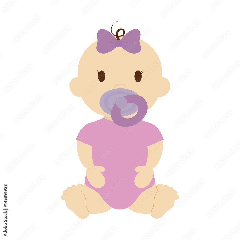 cute baby girl with purple bow, cartoon icon over white background. colorful design. vector illustration cute baby girl with purple bow, cartoon icon over white background. colorful design. vector illustration