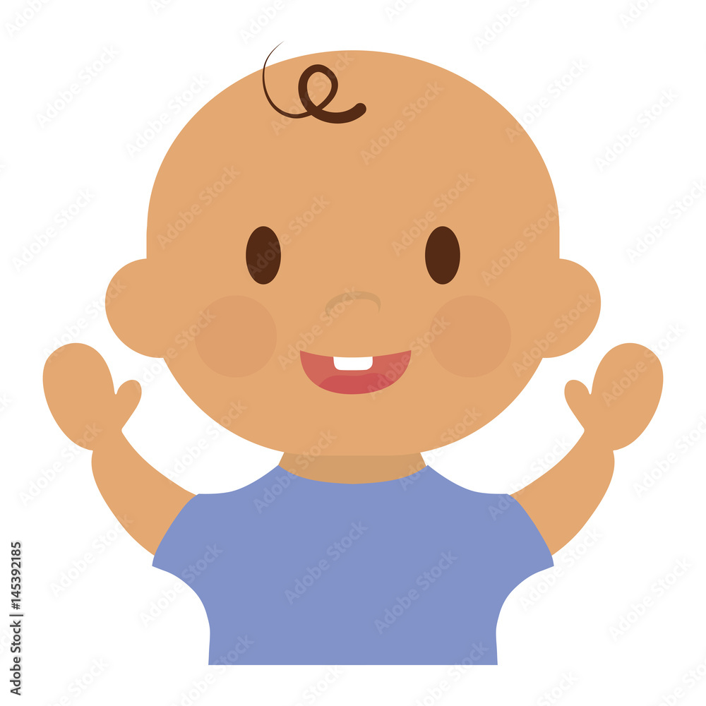 cute happy baby boy, cartoon icon over white background. colorful design. vector illustration