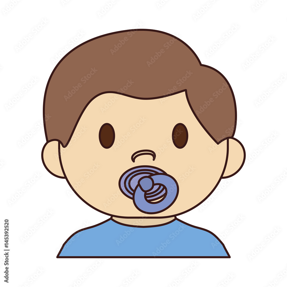 cute baby boy with pacifier, cartoon icon over white background. colorful design. vector illustration cute baby boy with pacifier, cartoon icon over white background. colorful design. vector illustration