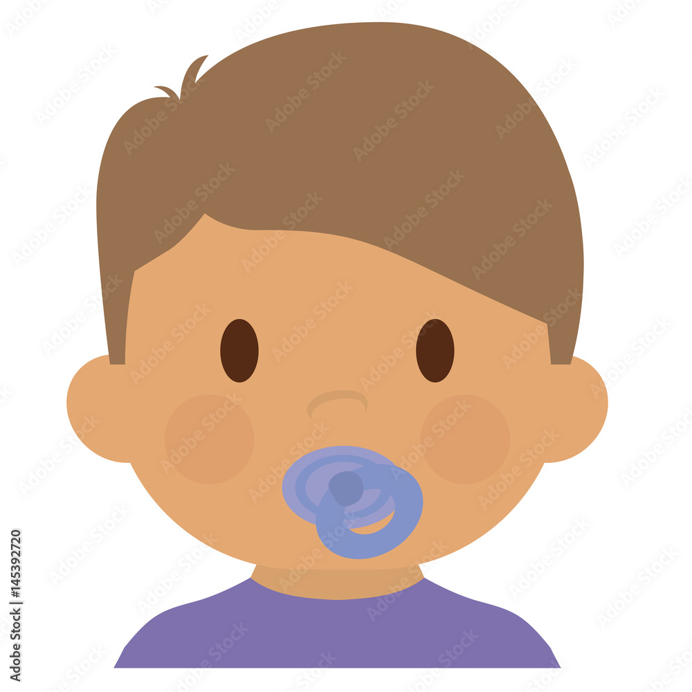 cute baby boy with pacifier, cartoon icon over white background. colorful design. vector illustration