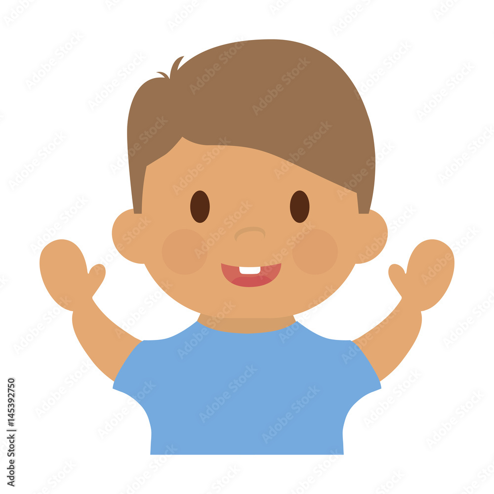 cute happy boy, cartoon icon over white background. colorful design. vector illustration