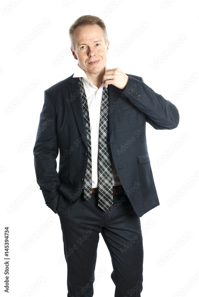 Man wears the business suit. Isolated on white background Man wears the business suit. Isolated on white background
