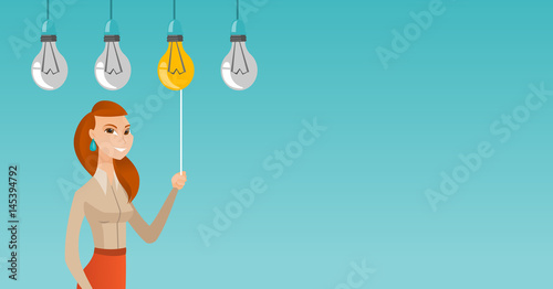 Woman having business idea vector illustration.