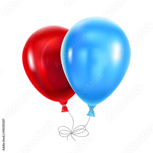 Naklejka Red and blue balloons on a white background