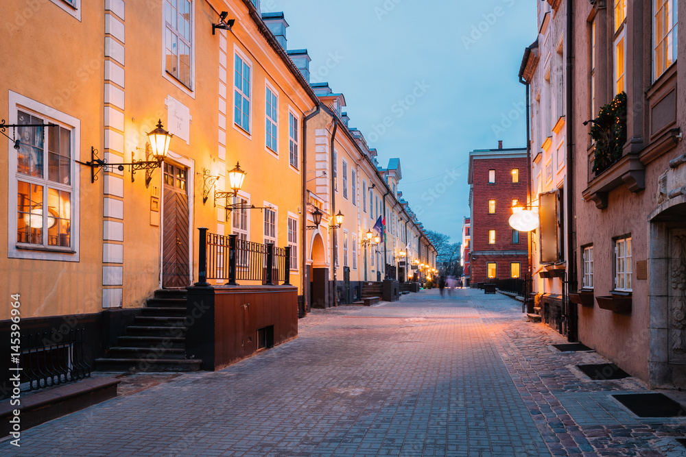 Riga, Latvia. Facades Of Old Famous Jacob's Barracks On Torna Street