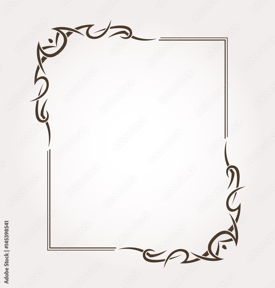 Calligraphic frame and page decoration. Vector illustration