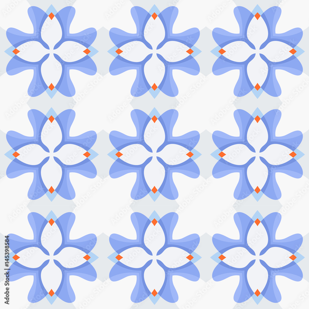 Obraz premium Seamless abstract pattern with blue and red elements. Vector illustration