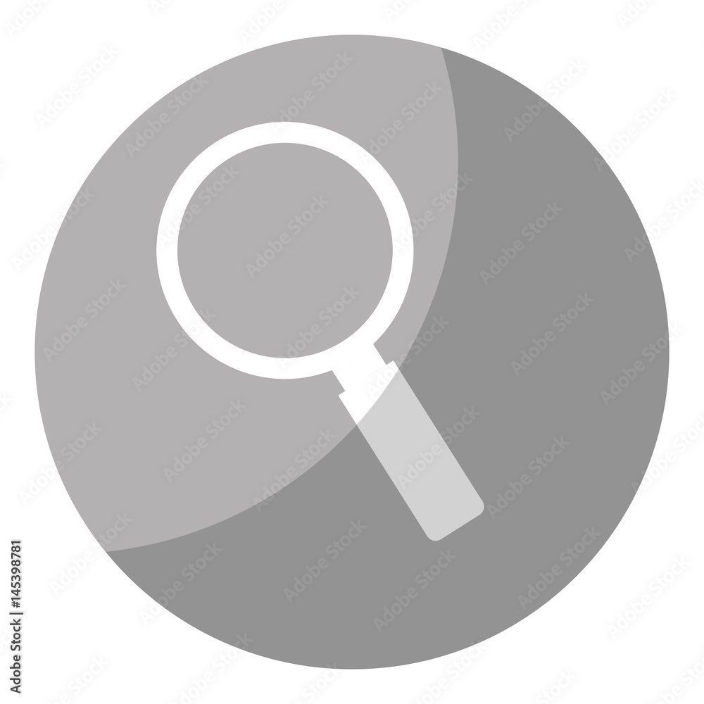 magnifying glass icon over gray circle and white background. vector illustration