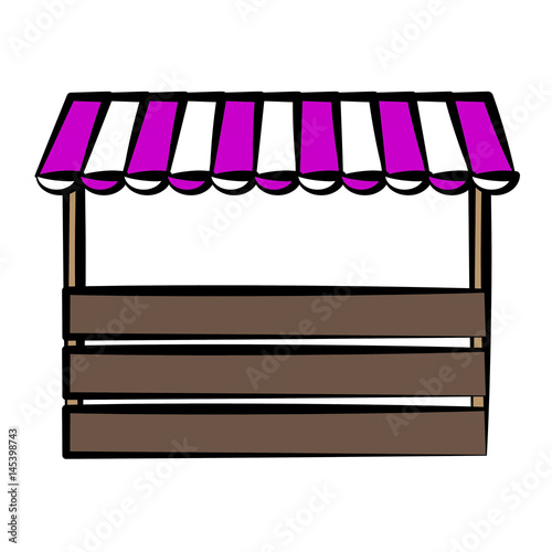 store  with striped awning icon over white background. vector illustrtion