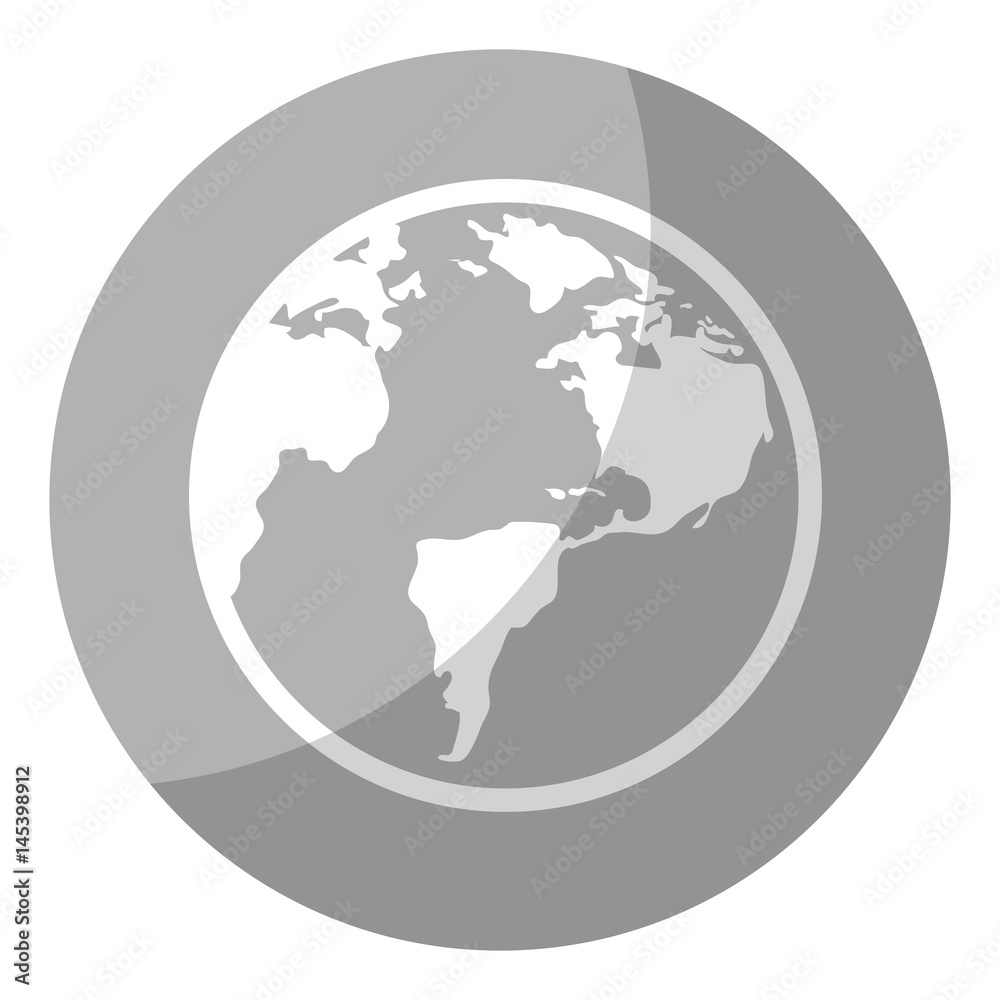 earth planet icon over gray circle and white background. vector illustration earth planet icon over gray circle and white background. vector illustration