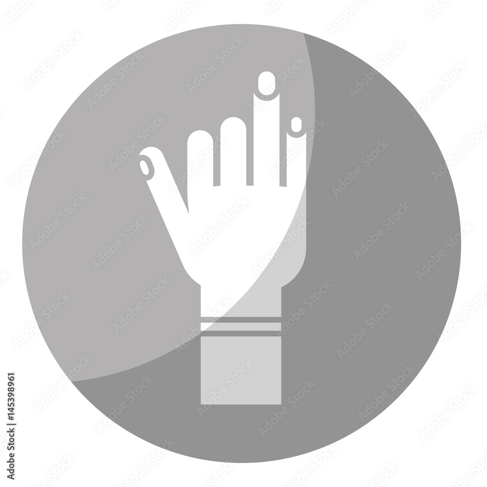 human hand icon over gray circle and white background. vector illustration human hand icon over gray circle and white background. vector illustration