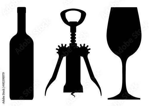 silhouette of a bottle and glasses