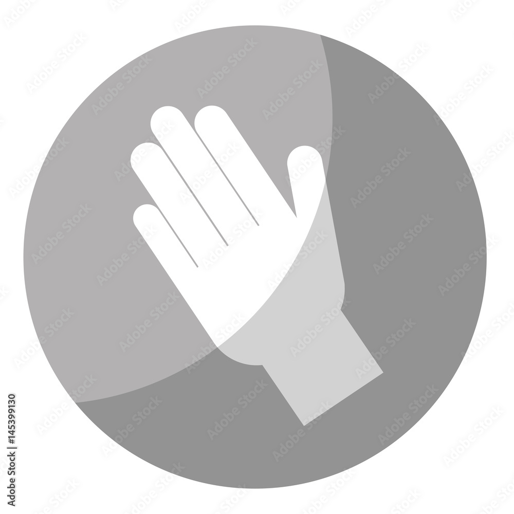 Obraz premium human hand icon over gray circle and white background. vector illustration