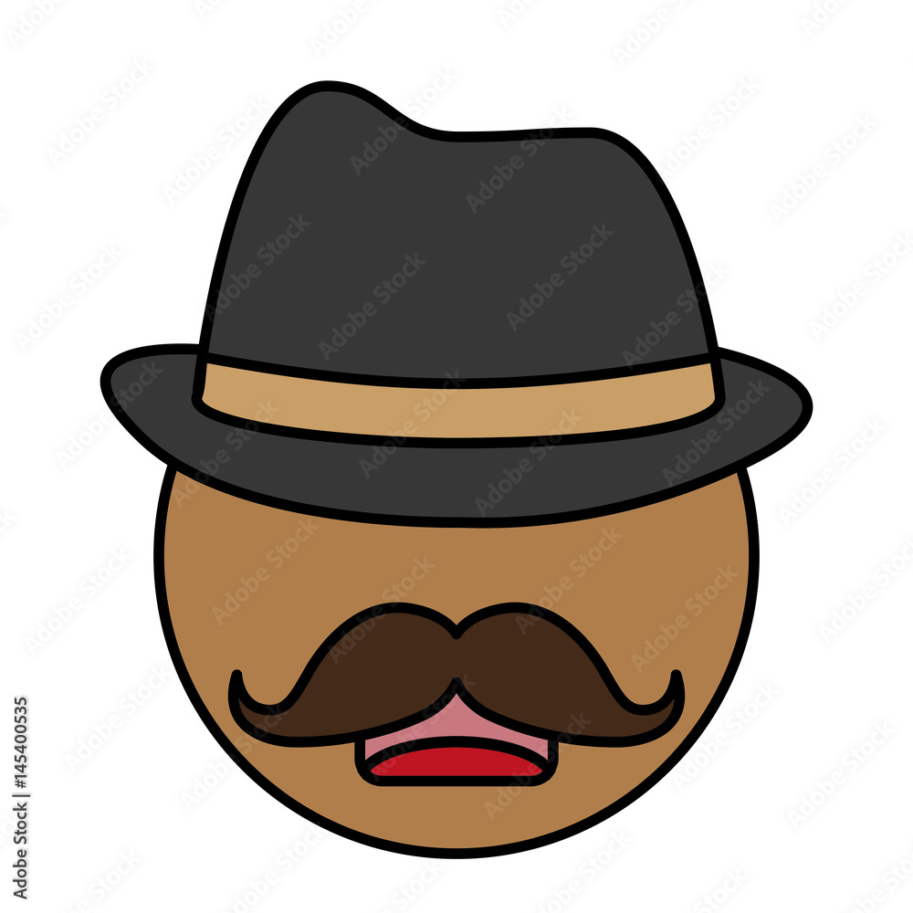 man with hat and mustache icon over white background. colorful design. vector illustration man with hat and mustache icon over white background. colorful design. vector illustration