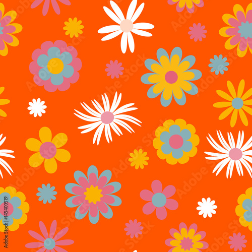 Childish flowers seamless pattern, vector. Ideal for childish cloth, wallpaper, wrapping paper, nursery interior decoration and much more 