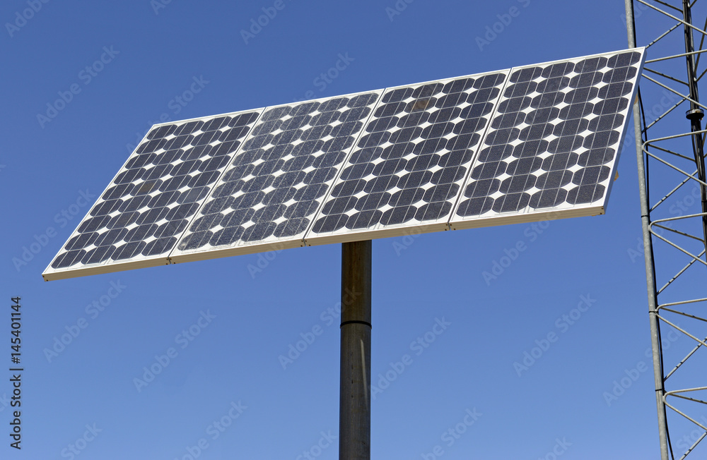Solar panels with blue sky