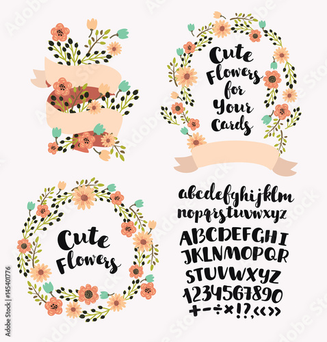 Personalized monogram in vintage colors. Stylish letter K. Can be used as greeting card, invitation card. Floral wreath in vector