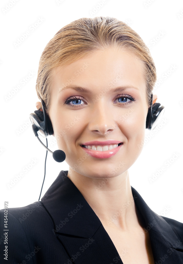 support phone operator in headset, isolated support phone operator in headset, isolated