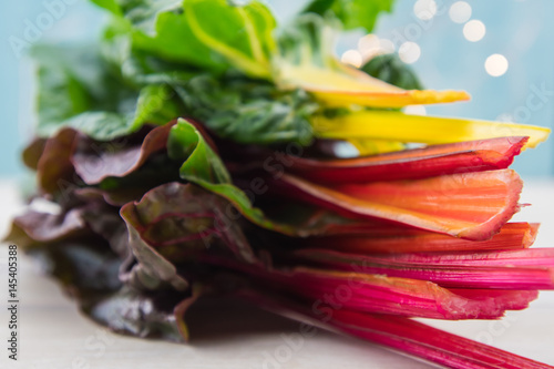 Slika na platnu Stack of Rainbow Chard Fills Frame