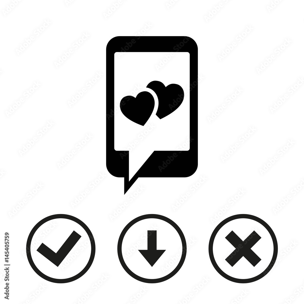phone with hearts on the screen icon stock vector illustration flat design phone with hearts on the screen icon stock vector illustration flat design