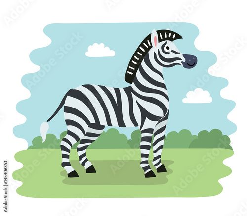 Cute cartoon zebra. Vector illustration with simple gradients. All in a single layer for easy editing.