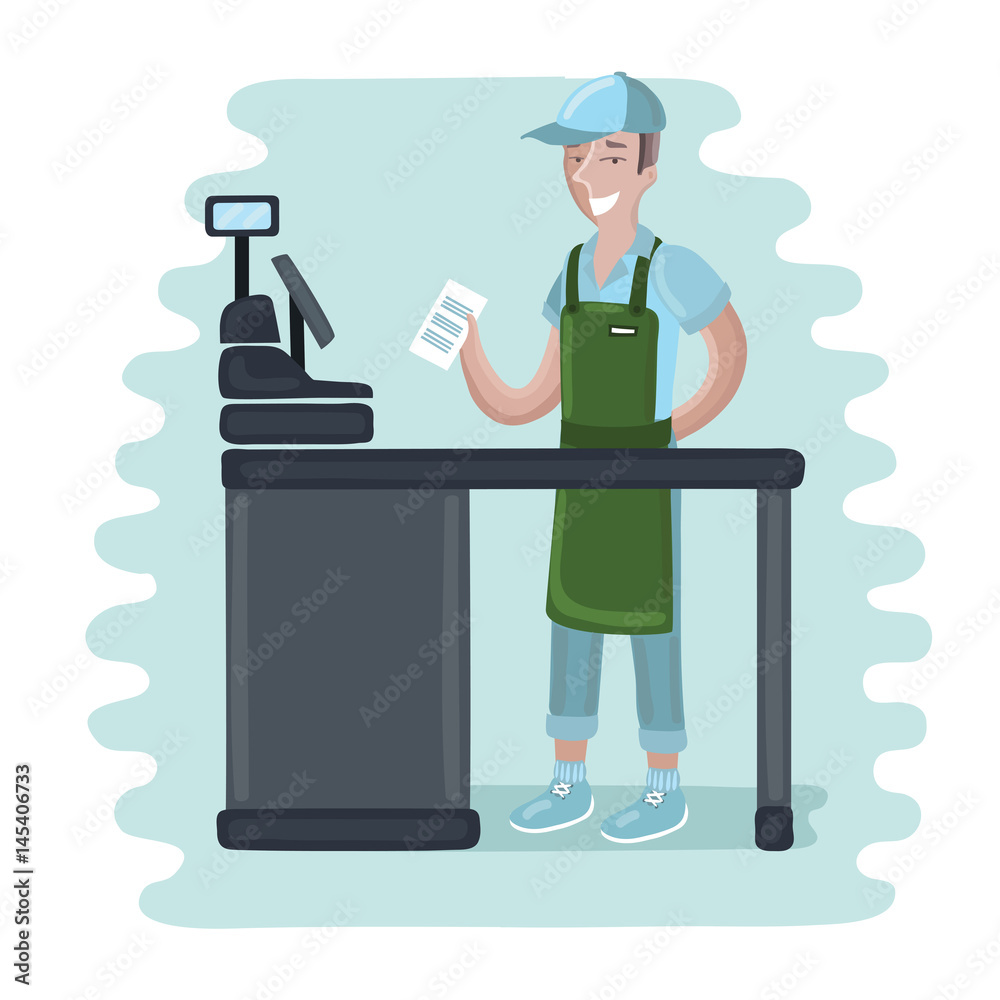 Fototapeta premium cashier man - vector illustration