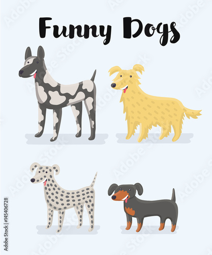 Different kind of puppy dogs illustration