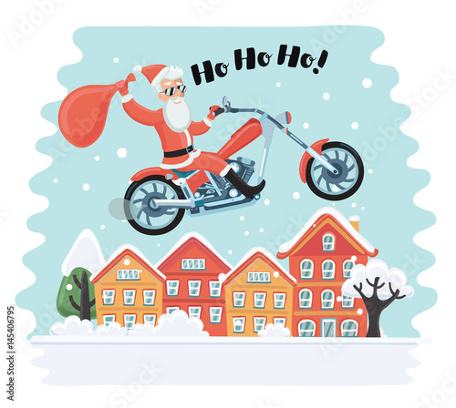 Santa Claus on motorbike