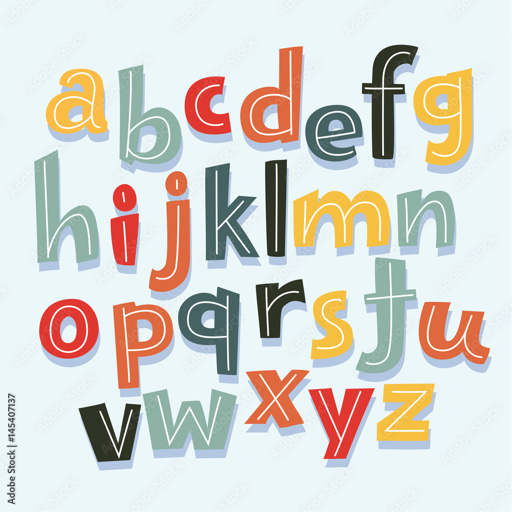 Mascot Illustration Featuring Letters of the Alphabet in Lowercase
