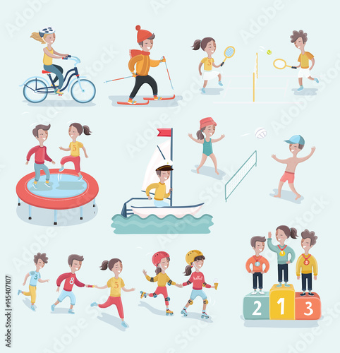 Vector set cartoon illustration of