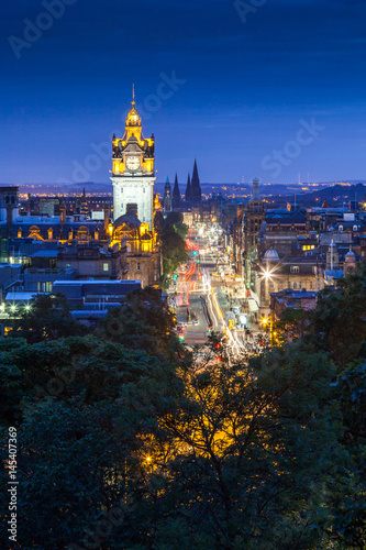 Evening cityscape of Edinburgh, Scotland, UK