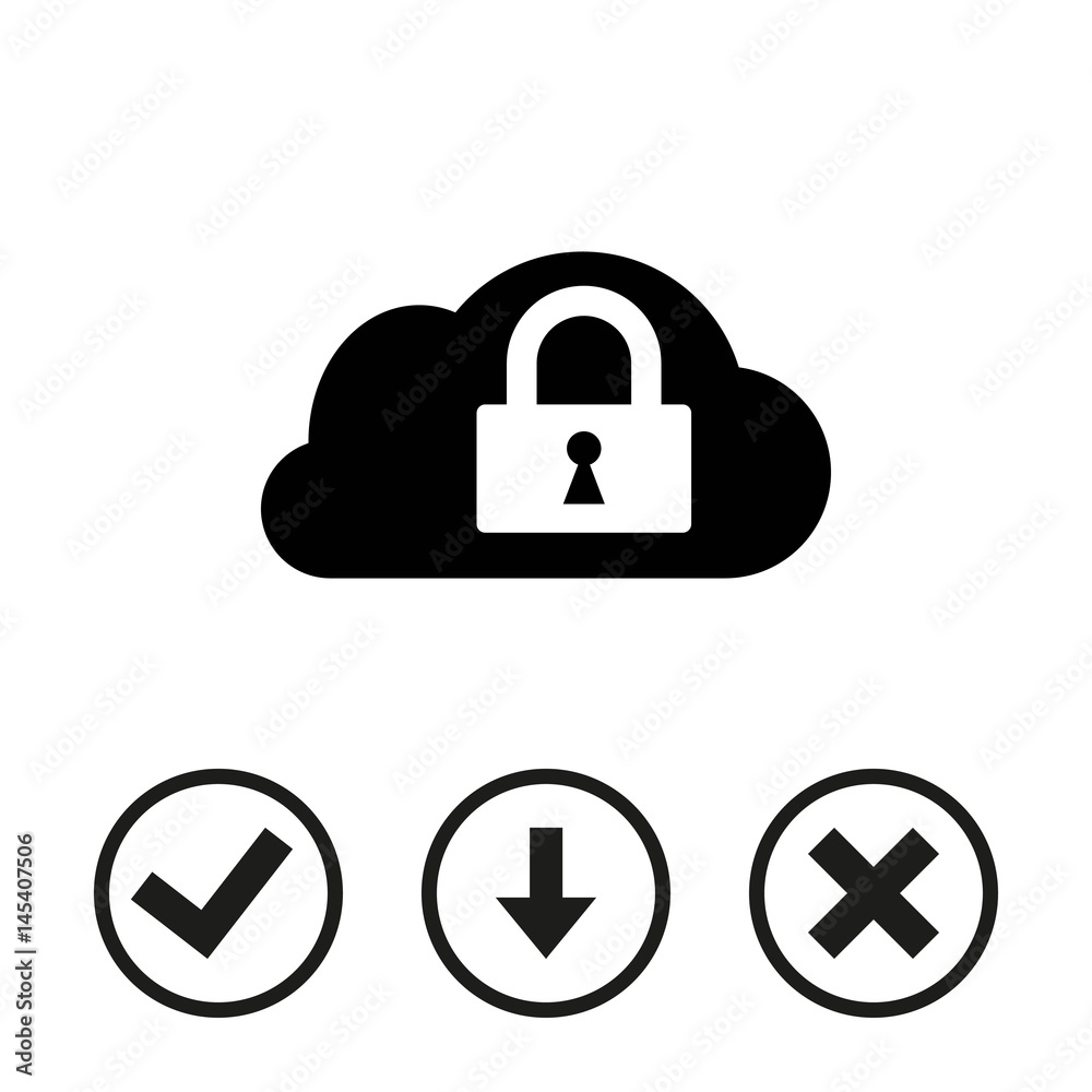 lock cloud icon stock vector illustration flat design lock cloud icon stock vector illustration flat design