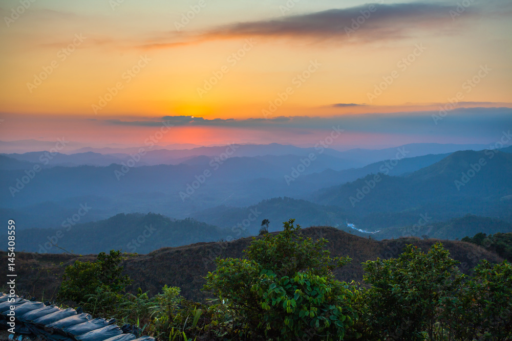 stunning scenery on hilltop near the border Thai-Myenmar