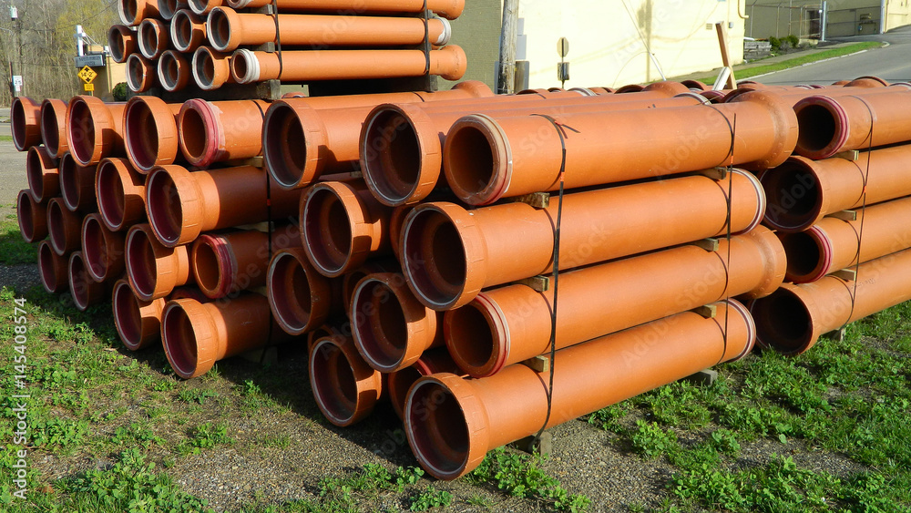 Drain pipes stacked bundled Drain pipes stacked bundled