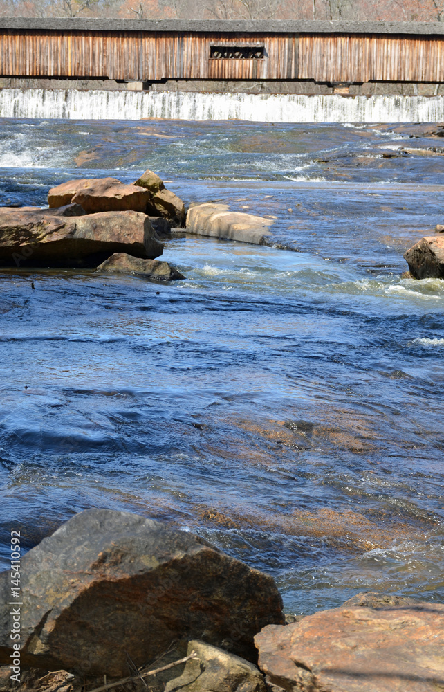 Rocky waters at Watson Mill State Park in Comer, Georgia