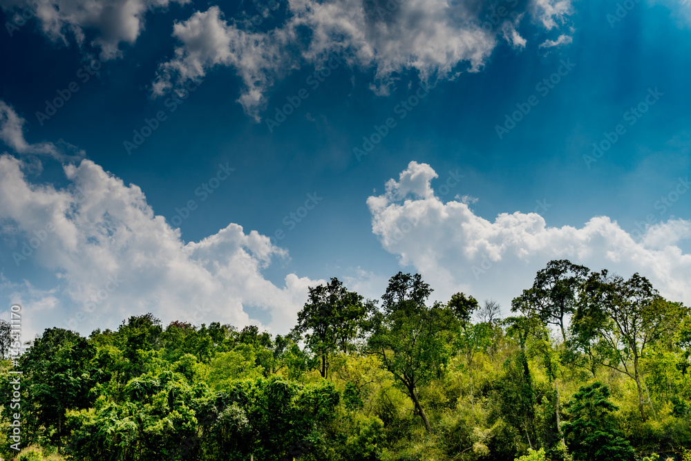 Mountain with white cloud on Blue sky